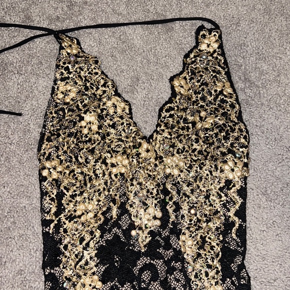Dress black lace and gold - Picture 1 of 4